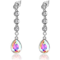 Swarovski Crystal Teardrop Dangling Earrings for Women 14K Gold Plated Hypoallergenic Long Drop Tassel Earring