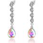 Swarovski Crystal Teardrop Dangling Earrings for Women 14K Gold Plated Hypoallergenic Long Drop Tassel Earring