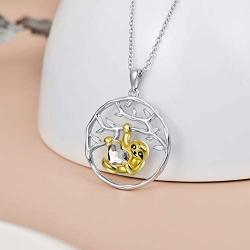 AOBOCO Sloth Gifts Sterling Silver Sloth Pendant Necklace with Crystals, Birthday Anniversary Jewelry Gifts for Her Wife Mom Girlfriend Women