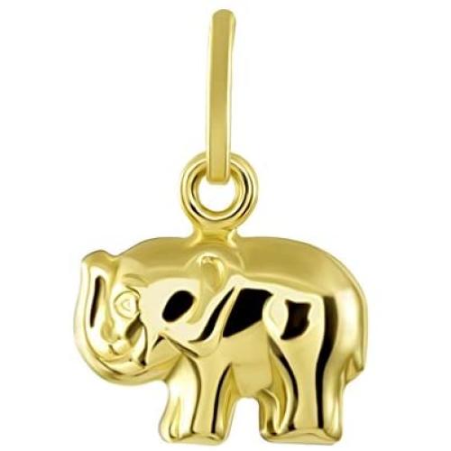 14K Yellow Gold Mini Elephant Charm Feng Shui Symbol Pendant