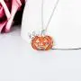 PELOVNY Womens Pumpkin Necklace S925 Sterling Silver Cat Pendant Halloween Party Birthday Christmas Jewelry Gift for Girls Sister