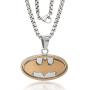 DC Comics Batman Jewelry for Men, Stainless Steel Two Tone Logo Pendant, Necklace
