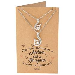 Quan Jewelry Handmade Mother Daughter Necklace, Mermaid Tail Pendant with Swarovski Crystals, Set of 2 Necklaces, Inspirational Quote with Greeting Card