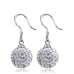 Jilyedoy Ear Ringing Aretes De Plata 925 Jewelry For Women Disco Crystal Ball Earrings 8mm/10mm/12mm With A Gift Box