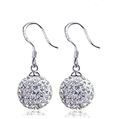 Jilyedoy Ear Ringing Aretes De Plata 925 Jewelry For Women Disco Crystal Ball Earrings 8mm/10mm/12mm With A Gift Box