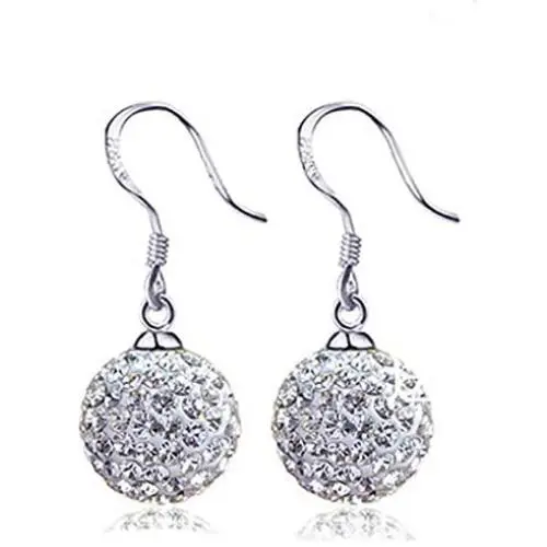 Jilyedoy Ear Ringing Aretes De Plata 925 Jewelry For Women Disco Crystal Ball Earrings 8mm/10mm/12mm With A Gift Box