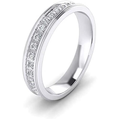 Unisex Comfort Fit Sterling Silver 4mm Simulated Diamond Full Eternity Ring Wedding Band