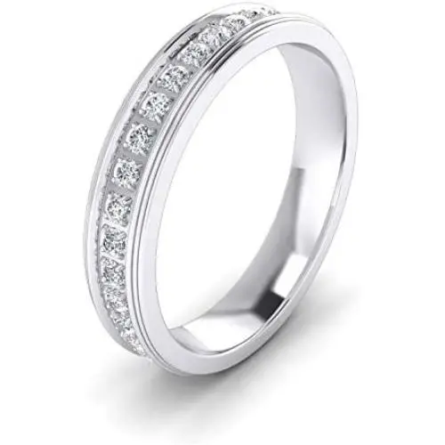 Unisex Comfort Fit Sterling Silver 4mm Simulated Diamond Full Eternity Ring Wedding Band Unisex Comfort Fit Sterling Silver 4mm Simulated Diamond Full Eternity Ring Wedding Band