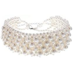 Fashion Jewelry Multi Strand Simulated Pearl Resin Chain Collar Choker Statement Necklace Costume Jewelry Necklaces for Women&Girls