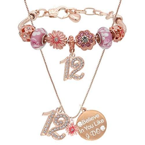 12th Birthday Gift for Girls, 12 Year Old Girl Gifts for Birthday, 12th Birthday Girl, 12th Birthday Decorations for Girls, Gifts for 12 Year Old Girls, 12th Birthday Necklace Charm Bracelet Jewelry