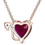 Valentine Red Cubic Zirconia CZ Devil Heart Shape Pendant Necklace For Women 925 Sterling Silver 16 Inch