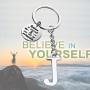FUSTMW Initial Keychain Alphabet Initial Letter Key Ring Pendant Inspiration Gifts Believe in Yourself and You Will Unstoppable