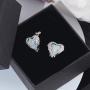 CiNily Angel Wing Earrings for Women-White Opal Heart Stud Earrings Cubic Zirconia Opal Jewelry Gifts for Ladies Mom Girls