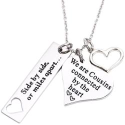 LParkin Cousin Necklace Side by Side Or Miles Apart We are Cousins Connected by The Heart