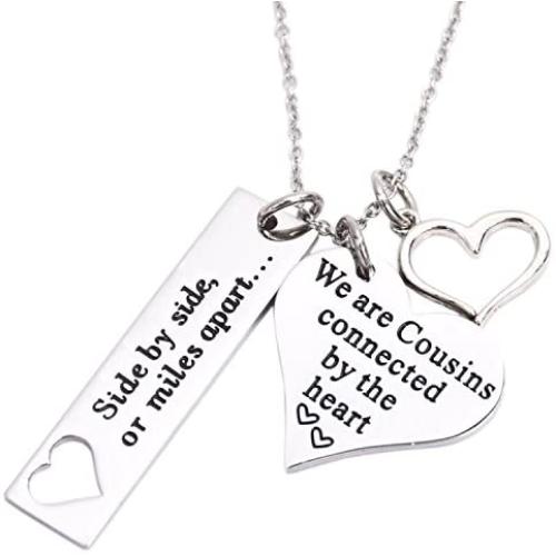 LParkin Cousin Necklace Side by Side Or Miles Apart We are Cousins Connected by The Heart