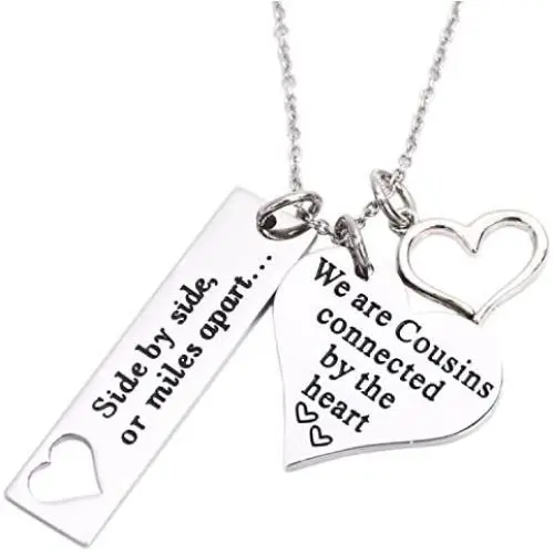 LParkin Cousin Necklace Side by Side Or Miles Apart We are Cousins Connected by The Heart LParkin Cousin Necklace Side by Side Or Miles Apart We are Cousins Connected by The Heart