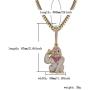 Moca Jewelry Hip Hop Iced Out Ape Big Buckle Pendent 18K Gold Plated Necklace for Men Women