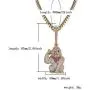 Moca Jewelry Hip Hop Iced Out Ape Big Buckle Pendent 18K Gold Plated Necklace for Men Women
