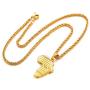 U7 Hip Hop Jewelry 22'' Long Chain Platinum/Rose Gold/Black Gun/18K Gold Plated African Map Pendant Necklace,Men Women Gift