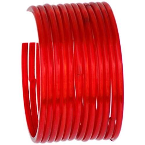 JDZ COLLECTION Ethnic Fashion Jewelry Daily Wear Indian Designer Glass Plain Bangle Set For Girls & Women Churi Bracelet Traditional Bollywood Bangles Set Of 12 (Red 2.4)