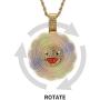 Nsitbbuery Hip Hop 18K Gold Plated Turn Sunflower Tag Pendant Iced Out Crystal Necklace