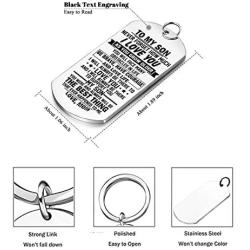 Stainless Steel Dog Tag Letters''To my son.love mom'' keychain rings,Inspirational Gifts For Son Jewelry