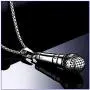 Fusamk Punk Stainless Steel Microphone Pendant Necklace,24'' Box Chain