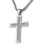COOLSTEELANDBEYOND Men Women Large Stainless Steel Cross Pendant Necklace with Cubic Zirconia, 30 inch Wheat Chain