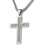 COOLSTEELANDBEYOND Men Women Large Stainless Steel Cross Pendant Necklace with Cubic Zirconia, 30 inch Wheat Chain COOLSTEELANDBEYOND Men Women Large Stainless Steel Cross Pendant Necklace with Cubic Zirconia, 30 inch Wheat Chain