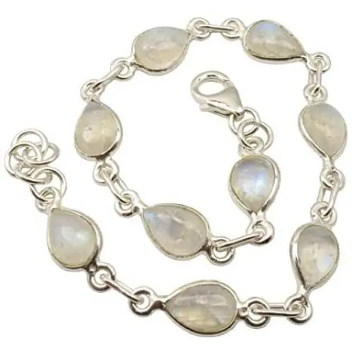 SilverStarJewel Sterling Silver Rainbow Moonstone Bracelet 8.3'' Women Engagement