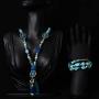 maytry Irregular Agate Chip Pendant Turquoise Necklace, Necklace, Bracelet 2 Piece Set of The Same Color