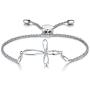 NINAMAID Sideways Cross Infinity Charm Expandable Bolo Bracelet with Cubic Zirconia Adjustable White Gold Plated Jewelry For Women Girls