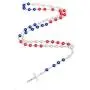 Patriotic Rosary Beads Catholic - Confirmation Gifts for Teenage Girl, Imitation Pearl Religious Rosary Necklace Jewelry, Red White Blue Tricolor Rosary Alloy Cross Necklace for Women, SUNYUE