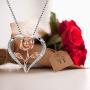 Klurent Rose Necklace for Women, Rose Gold Flower Silver Heart Pendant with 5A Cubic Zirconia Necklace Gift For Mothers Day Valentines Day Thanksgiving Christmas, New Year.