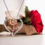 Klurent Rose Necklace for Women, Rose Gold Flower Silver Heart Pendant with 5A Cubic Zirconia Necklace Gift For Mothers Day Valentines Day Thanksgiving Christmas, New Year.