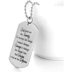 FAYERXL Catholic Gifts Gods Grace Serenity Prayer Bible Verse Dog Tag Necklace Medallion Recovery Present for Friend Family Member
