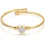 Jude Jewelers Stainless Steel Cable Wire Heart Charm Bangle Bracelet