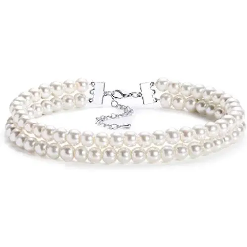 BABEYOND Round Imitation Pearl Choker Necklace Multi Strands Choker 20s Flapper Necklace Accessories for Gatsby Themed Party BABEYOND Round Imitation Pearl Choker Necklace Multi Strands Choker 20s Flapper Necklace Accessories for Gatsby Themed Party