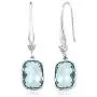 Gem Stone King 925 Sterling Silver Simulated Aquamarine Dangle Earrings For Women (4.60 Cttw, 13X9MM Cushion Checkerboard Cut)