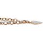 18K Yellow Gold Plated Genuine Diamond Accent Heart Charm Link Bracelet (27mm), Lobster Claw Clasp, 7.75 inch Adjustable