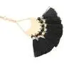 RIAH FASHION Bohemian Fringe Tassel Pendant Statement Necklace - Silky Strand Semi Circle Fan Thread, Pearl Turquoise Charm Delicate Long Chain RIAH FASHION Bohemian Fringe Tassel Pendant Statement Necklace - Silky Strand Semi Circle Fan Thread, Pearl Turquoise Charm Delicate Long Chain