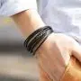 murtoo Mens Leather Bracelet with Magnetic Clasp Cowhide Multi-Layer Braided Leather Mens Bracelet