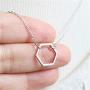 Gold Silver Color Geometric Hexagon Necklace Simple Hollow Hexagon Pendant Jewelry