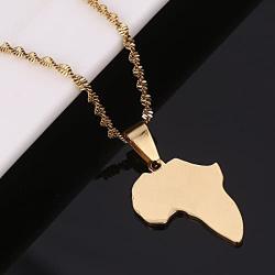Stainless Steel African Map Pendant Necklace Jewelry Map of Africa Jewelry