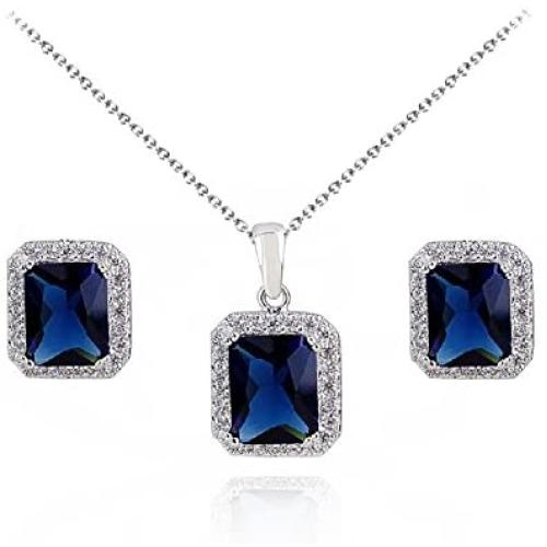 Crystalline Azuria Jewelry Sets for Women - Costume Jewelry Sets - Wedding Jewelry Set with Necklace and Earring for Bride - Cubic Zirconia Bridesmaid Jewelry - Formal Event Prom Jewelry