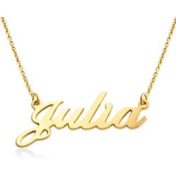 MyNameNecklace Personalized Classic Name Necklace -Custom Made Nameplate Pendant Precious Metals Sterling Silver and Gold- Jewelry Gift for Women