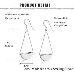 Sllaiss 925 Sterling Silver Paddle Dangle Earrings Geometric Triangle Statement Drop Earrings for Women Girls Lightweight