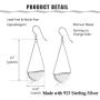 Sllaiss 925 Sterling Silver Paddle Dangle Earrings Geometric Triangle Statement Drop Earrings for Women Girls Lightweight
