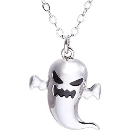 SENFAI Silver Halloween Evil Spiders, Ghosts, Bats Pendant Necklace (Ghost) SENFAI Silver Halloween Evil Spiders, Ghosts, Bats Pendant Necklace (Ghost)