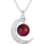 BriLove Women 925 Sterling Silver Galaxy & Crescent Moon Glass Bead Pendant Necklace